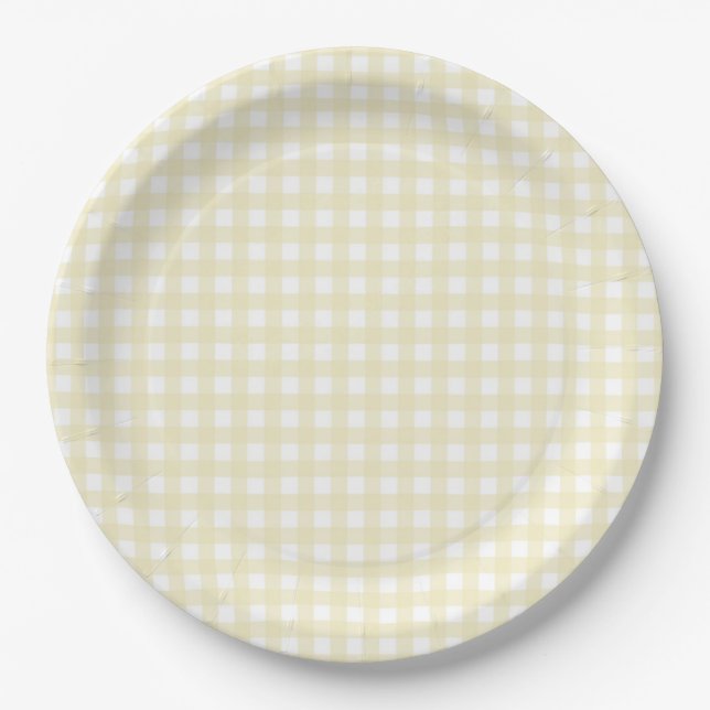 Plato De Papel Faye y Lauren Pastel Yellow Gingham (Anverso)