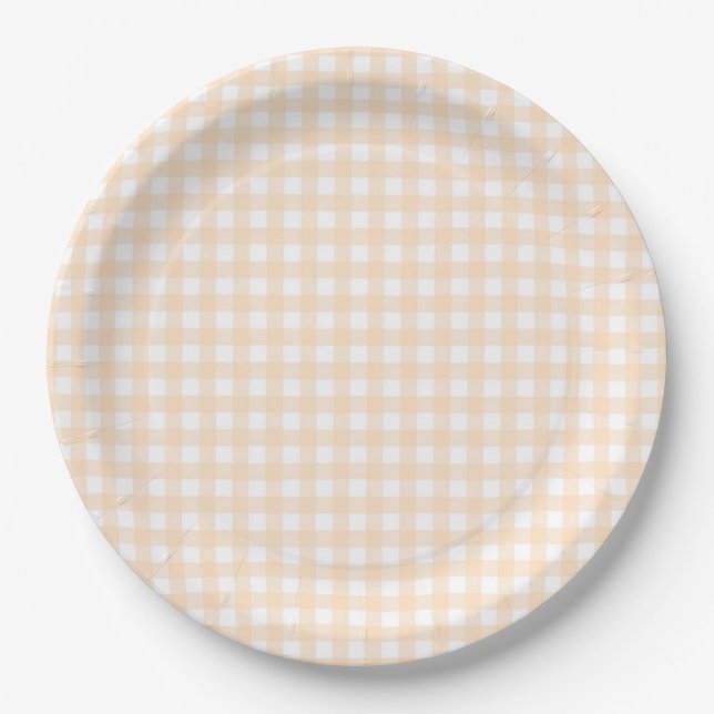 Plato De Papel Faye y Lauren Peach Gingham (Anverso)