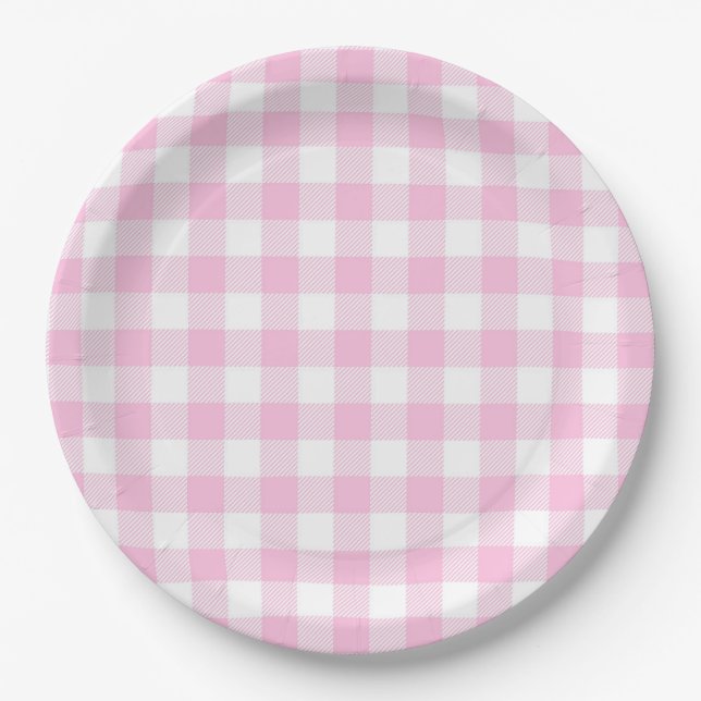 Plato De Papel Faye y Lauren Pink Plaid (Anverso)