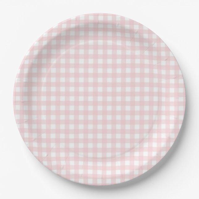 Plato De Papel Faye y Lauren Rubor Gingham (Anverso)