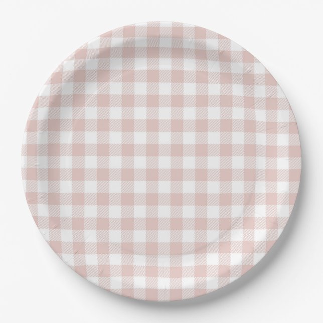 Plato De Papel Faye y Lauren Rubor Plaid (Anverso)
