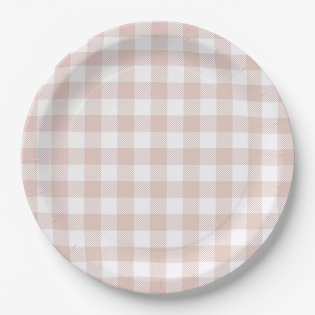 Plato De Papel Faye y Lauren Rubor Plaid (Anverso)