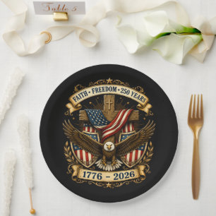 Plato De Papel Fe y Libertad 250 Años Aniversario 250
