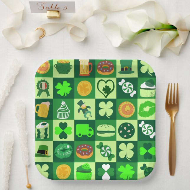 Plato De Papel feast of saint patrick pattern  paper Bowls (Boda)