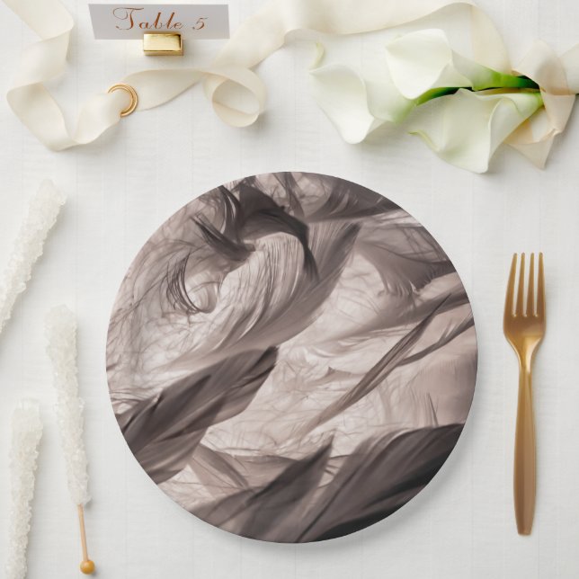 Plato De Papel Feathers (Boda)