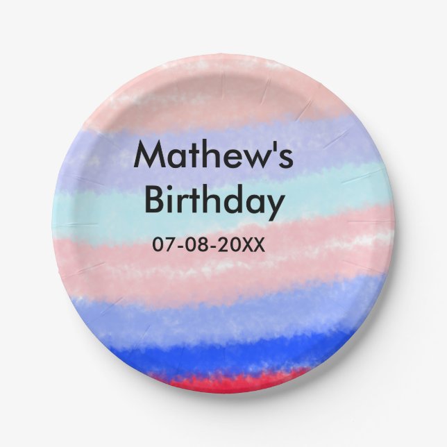 Plato De Papel Fecha de adición de nombre de cumpleaños de niño e (Anverso)