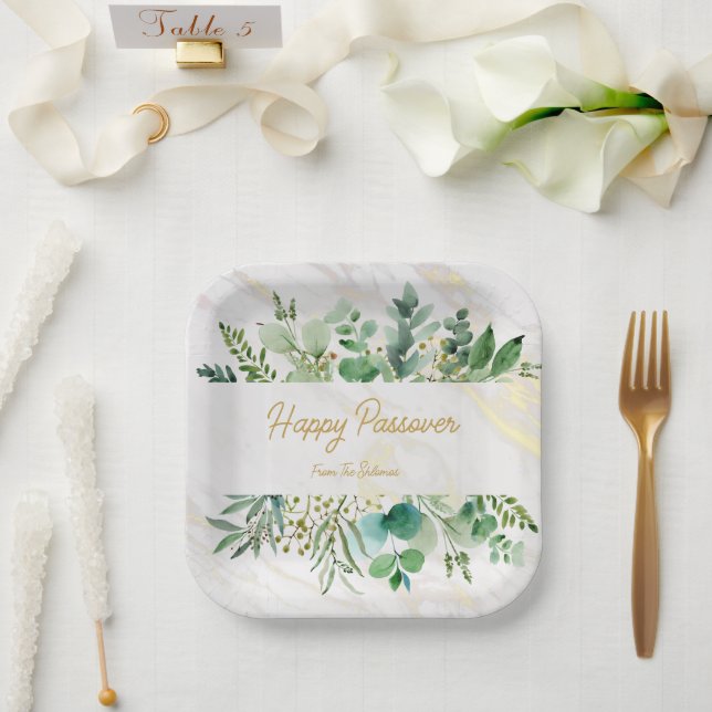 Plato De Papel felice passover placas personalizadas (Boda)