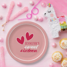 Plato De Papel Felices Corazones Dulces Dieciséis