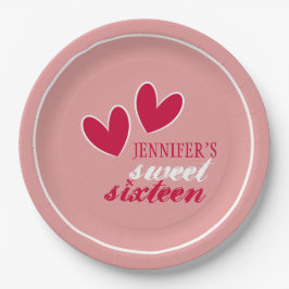 Plato De Papel Felices Corazones Dulces Dieciséis