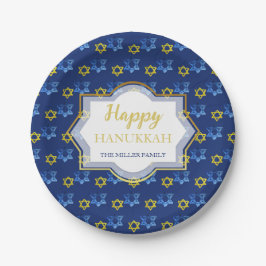 Plato De Papel Felices Estrellas Acuáticas De Hanukkah