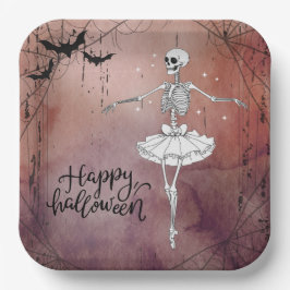 Plato De Papel Felices halloween Skeleton Ballerina Red Potion