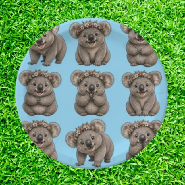 Plato De Papel Felices koalas australianos (Instantly turn any gathering into a joyful koala party.)