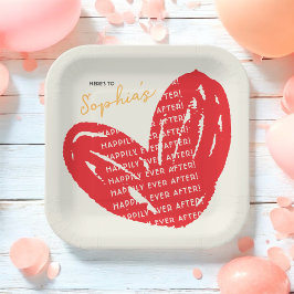 Plato De Papel Felices para Siempre Desayuno Nupcial Red Heart