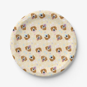 Plato De Papel Felices Perros Beagle de Pascua