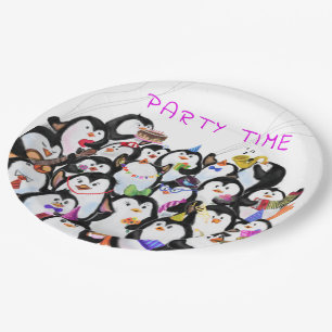 Plato De Papel Felices placas de papel pingüino Fiesta