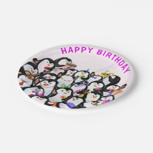 Plato De Papel Felices Placas de Papel Pingüino Fiesta de Cumplea