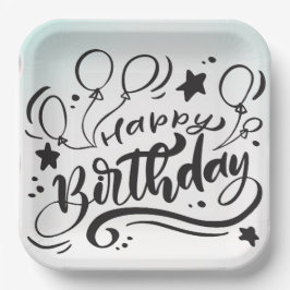 Plato De Papel Felices Placas de Personalizado impreso de cumplea