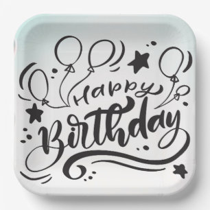 Plato De Papel Felices Placas de Personalizado impreso de cumplea