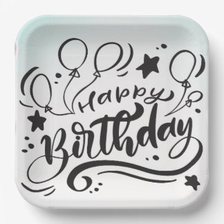 Plato De Papel Felices Placas de Personalizado impreso de cumplea