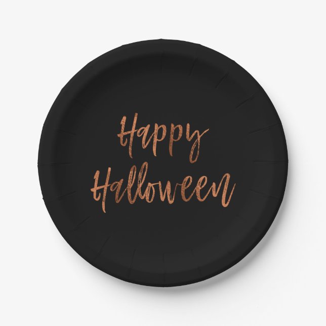 Plato De Papel Felices Placas Halloween Modernas (Anverso)