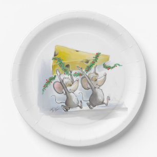 Plato De Papel Felices ratones Mic y placa de papel del día de