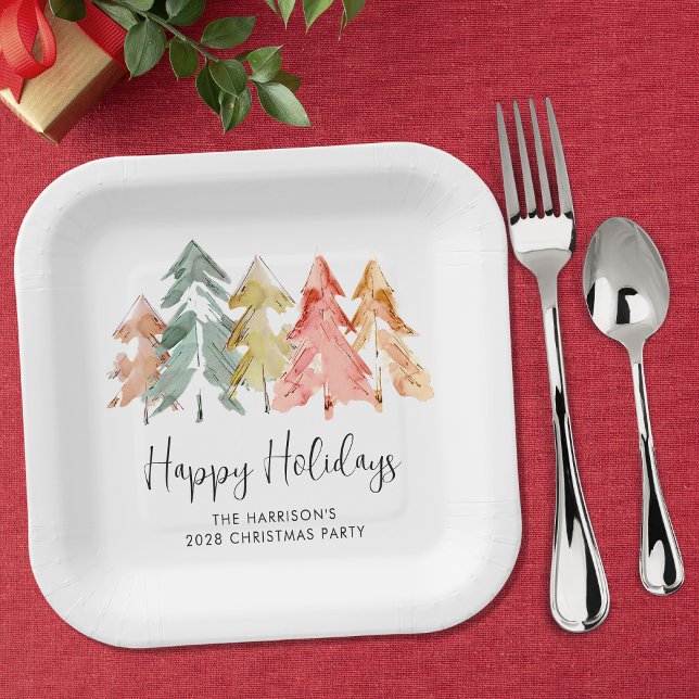 Plato De Papel Felices vacaciones Fiesta de Navidades de Pine Tre (Subido por el creador)