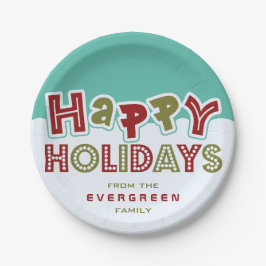 Plato De Papel Felices vacaciones placas de papel de nombre perso