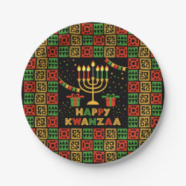 Plato De Papel Felices velas de Kwanzaa Rojo Negro Amarillo Verde