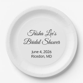 Plato De Papel Felicidad Bridal Shower Blanco