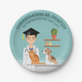 Plato De Papel Felicidades a un graduado de Doctor en Veterinaria