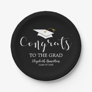 Plato De Papel Felicidades al graduado Gorra de graduado Chic Gra