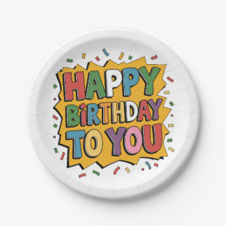 Plato De Papel Felicidades Comic Burst