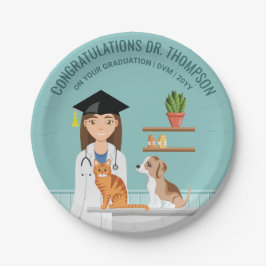 Plato De Papel Felicidades Graduación de Doctor Veterinario DVM