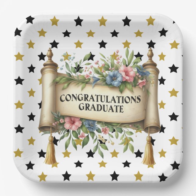 Plato De Papel Felicidades Graduado (Anverso)