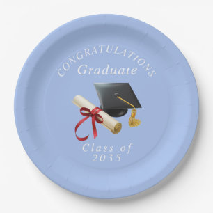 Plato De Papel Felicidades Graduado Birrete Diploma