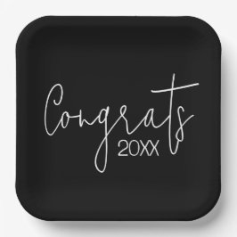 Plato De Papel Felicidades por graduación en negro