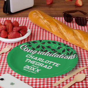 Plato De Papel Felicidades por graduación Personaliza el Blanco V