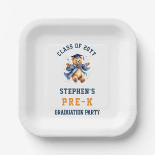 Plato De Papel Felicitación de graduación de preescolar con osito