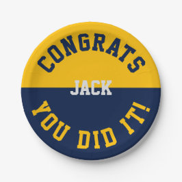 Plato De Papel Felicitaciones a la Marina y al Oro por su graduac