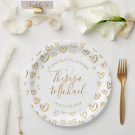 Plato De Papel Felicitaciones a los Gold Hearts