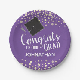 Plato De Papel Felicitaciones a nuestro Grado con nombre personal