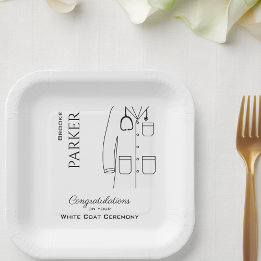 Plato De Papel Felicitaciones Ceremonia de Abrigo Blanco
