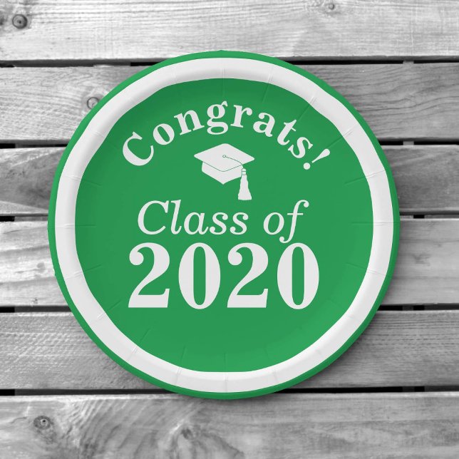 Plato De Papel Felicitaciones Clase de Blanco Verde de 2024 (Subido por el creador)