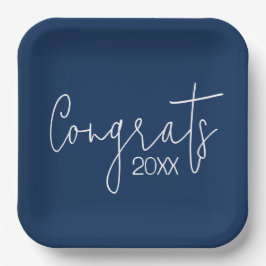 Plato De Papel Felicitaciones De Graduación Por El Azul De La Mar