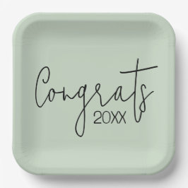 Plato De Papel Felicitaciones De Graduación Por Sage Green