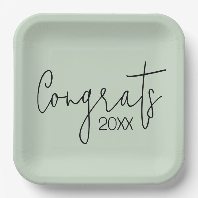 Plato De Papel Felicitaciones De Graduación Por Sage Green (Anverso)