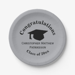 Plato De Papel Felicitaciones, Graduación de clase 20xx, Plata
