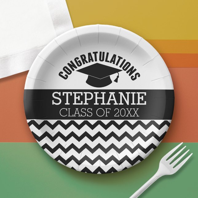 Plato De Papel Felicitaciones Graduado - Partido de Graduación (Custom Graduation Paper Plate)