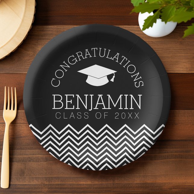 Plato De Papel Felicitaciones Graduado PUEDE EDITAR COLOR (Custom Graduation Plates)