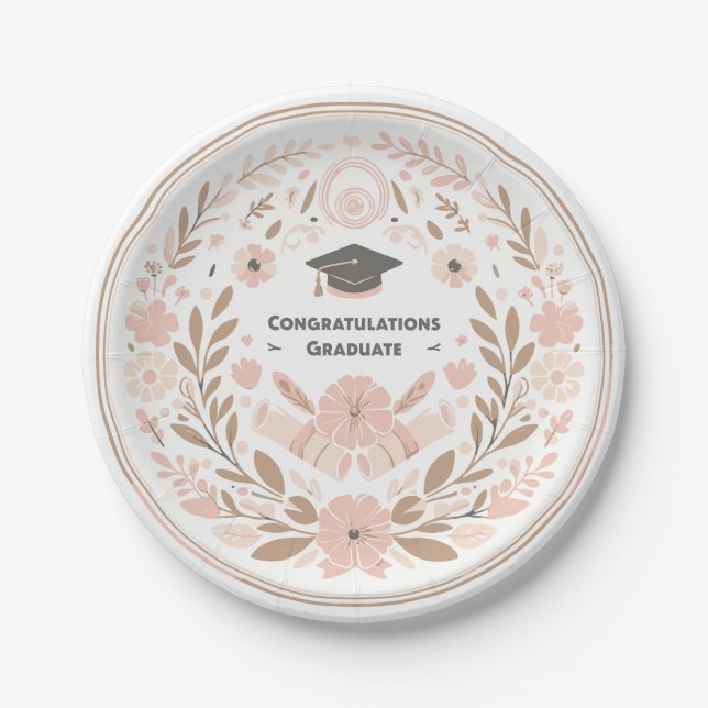Plato De Papel Felicitaciones Graduate Girly (Anverso)